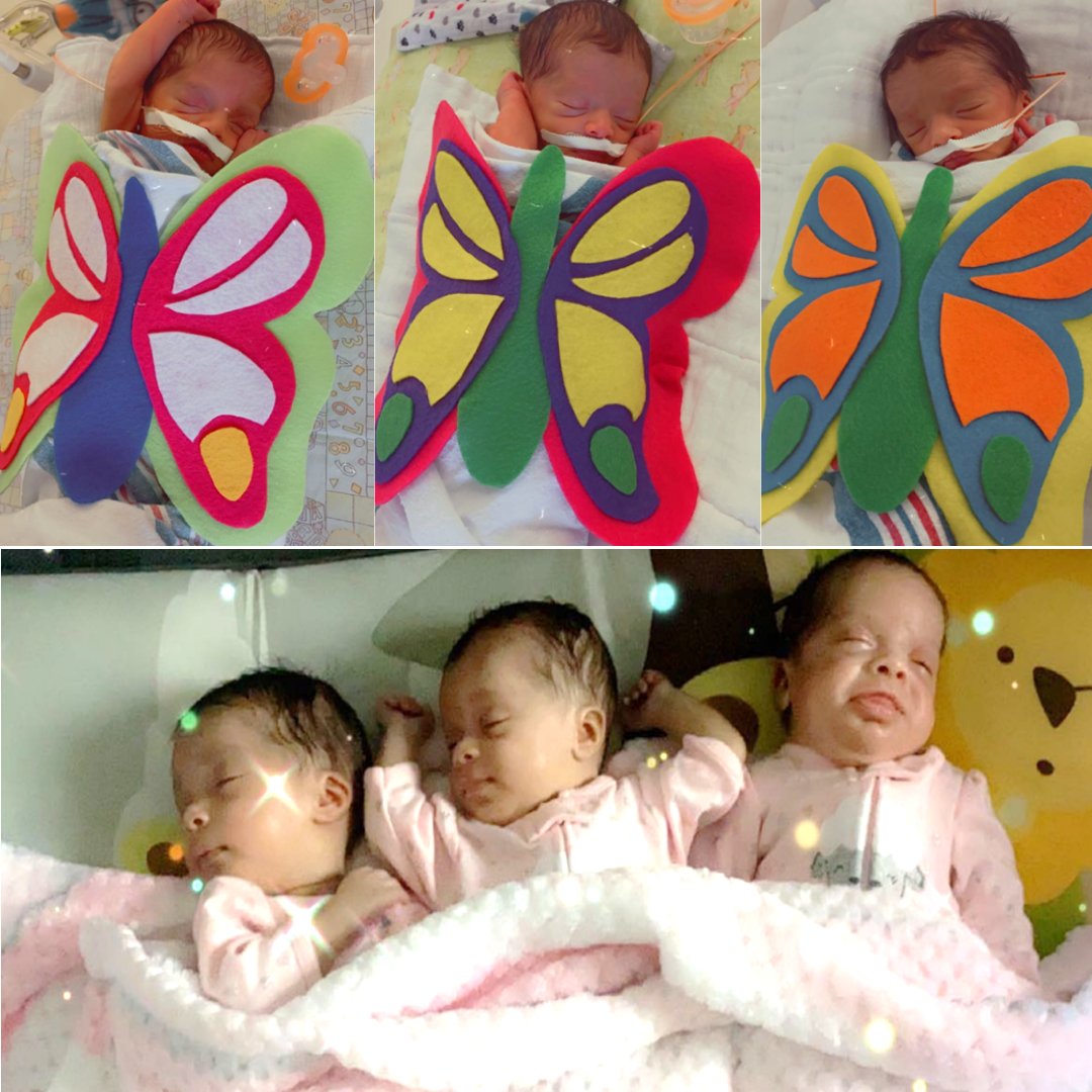 RMHCWM's tweet photo. After a 35 day stay at the Ronald McDonald House, these beautiful triplet girls are settled in at home and doing great! Could they be any cuter?! ❤#TransformationTuesday #RMHWM #KeepingFamiliesClose https://t.co/er0UbX9sTH