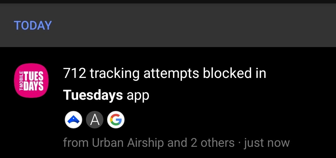 kmcla_'s tweet photo. Why is @TMobile trying to track so much info with their #TMobileTuesdays app? $2 off off gas and ads for stuff no one wants isn't worth the malware. Thankfully, @DuckDuckGo has my back. #GetThanked #TMobile https://t.co/3vIR0JY70w