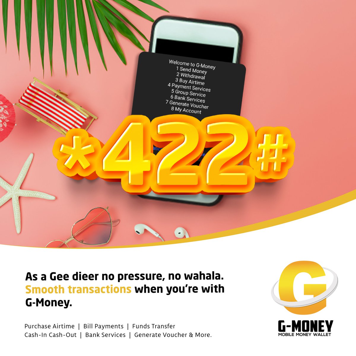 Gmoneyhub's tweet photo. As a Gee dieer no pressure, no wahaa. Smooth transactions when you're with G-Money.
#BEAGEE #WINLIKE #TwaTum #Gmoney https://t.co/gyQDlZql9W