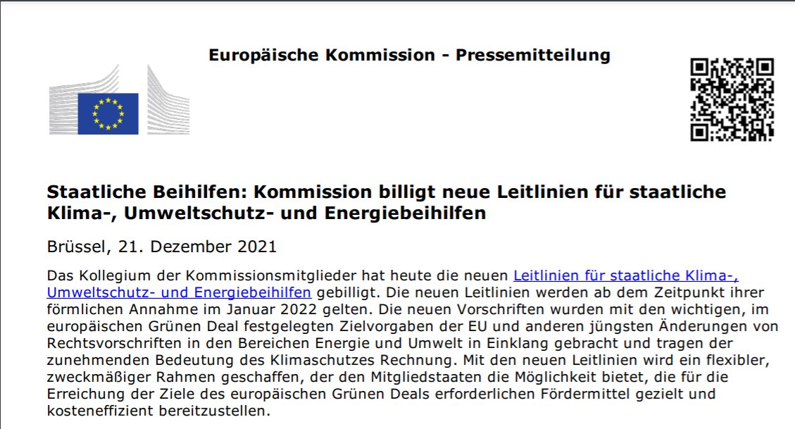 YolandeKyoni's tweet photo. Vor lauter warten auf die fehlenden DRA zur Taxonomie Verordnung und zu #RFNBO hab ich doch fast übersehen, dass heute die neuen Leitlinien für staatliche Klima-, Umweltschutz- und Energiebeihilfen gebilligt wurden. Sie gelten ab 1.1.2022. #CEEAG https://t.co/t1vqjfQwKp