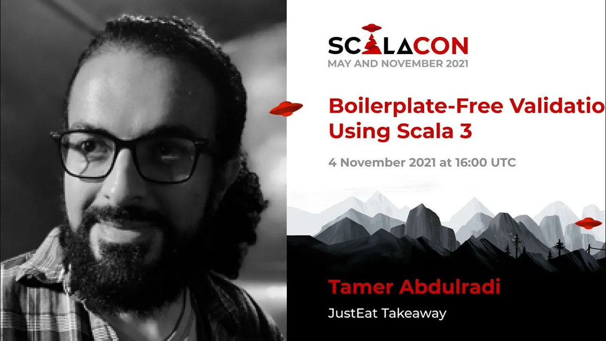 ScalaCon's tweet photo. "Boilerplate Free Validations Using Scala 3" - a presentation by @tabdulradi from the November edition of #ScalaCon.
Watch it here: https://t.co/GwYaLtbauj
#scala3 #Mazboot https://t.co/NDKLRftKQC