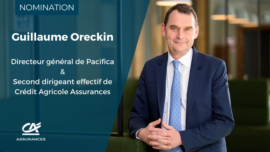 #Nomination | Guillaume Oreckin est nommé Directeur général de Pacifica et second dirigeant effectif de Crédit Agricole Assurances. #Communiqué ➡️ spkl.io/60194PiMx @oreckin