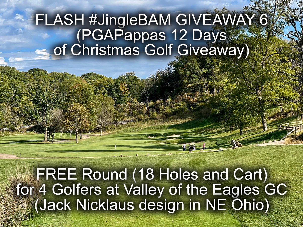 PGAPappas's tweet photo. FLASH #JingleBAM GIVEAWAY 6
(PGAPappas 12 Days of Christmas Golf Giveaway)

🎁 FREE Round (18 Holes and Cart) for 4 Golfers at @valley_eagles Golf Course (Jack Nicklaus design in NE Ohio)

To enter:
🎄 Retweet
🎄 Follow @PGAPappas and @valley_eagles 

#ReleaseTheKringle! https://t.co/YS3evtPjVK