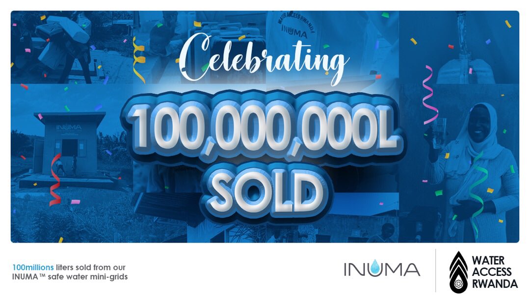 WaterRwanda's tweet photo. Hurray!! We are celebrating 100,000,000Liters sold from our INUMA safe water mini-grids! What a beautiful journey it has been! #INUMA #Warwanda #Safewater #minigrids #celebration https://t.co/AYuUekFZo7