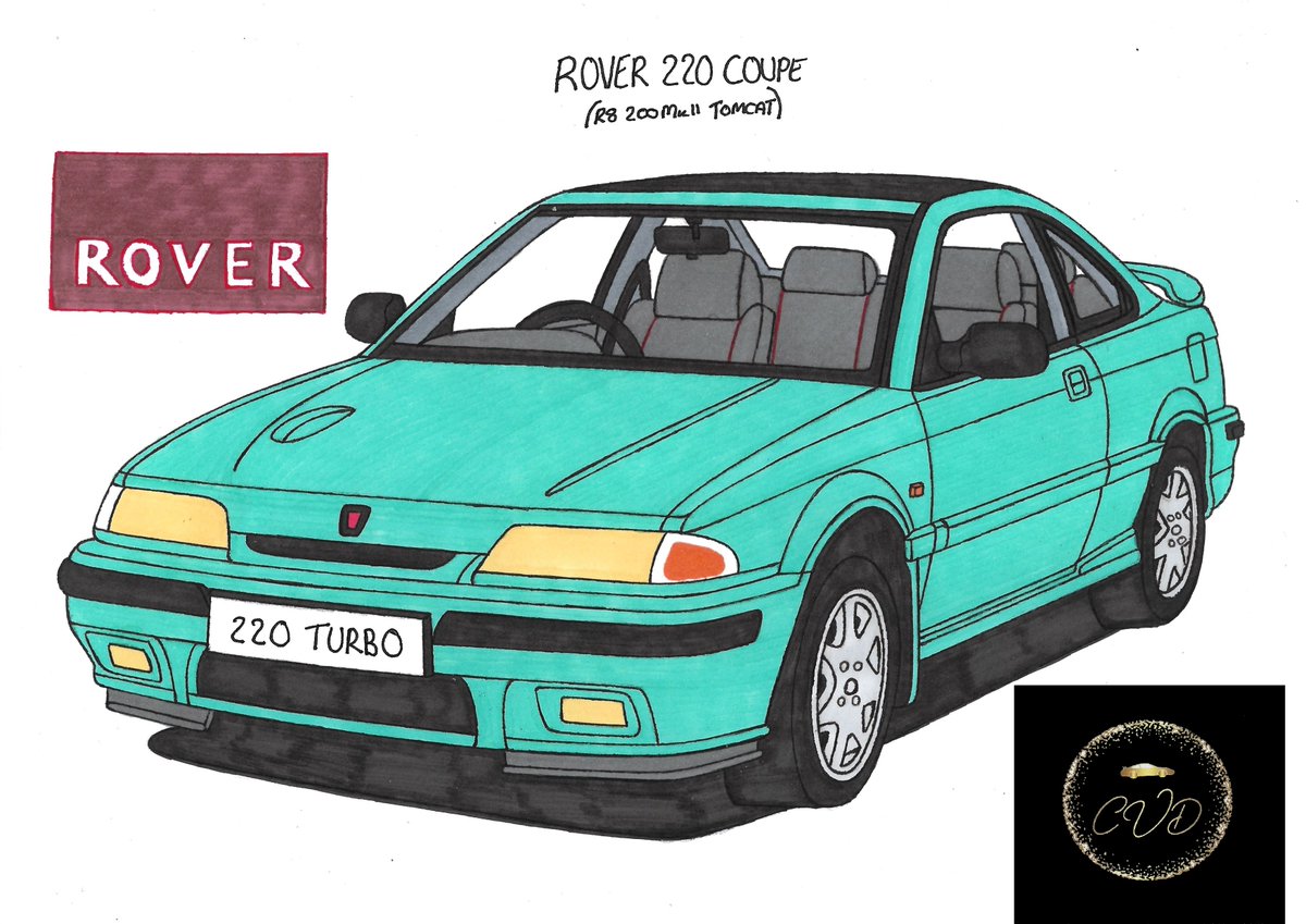 CustomCvd's tweet photo. Hi all, the second of todays drawings is a return to my new series Rover Cars 1945-2005. It's the Rover 220 Turbo Coupe. #rovercars #rover200 #rover200mk2 #rover220turbo #rover220 #rover220turbocoupe #rovertomcat https://t.co/6sFAAUI8C1