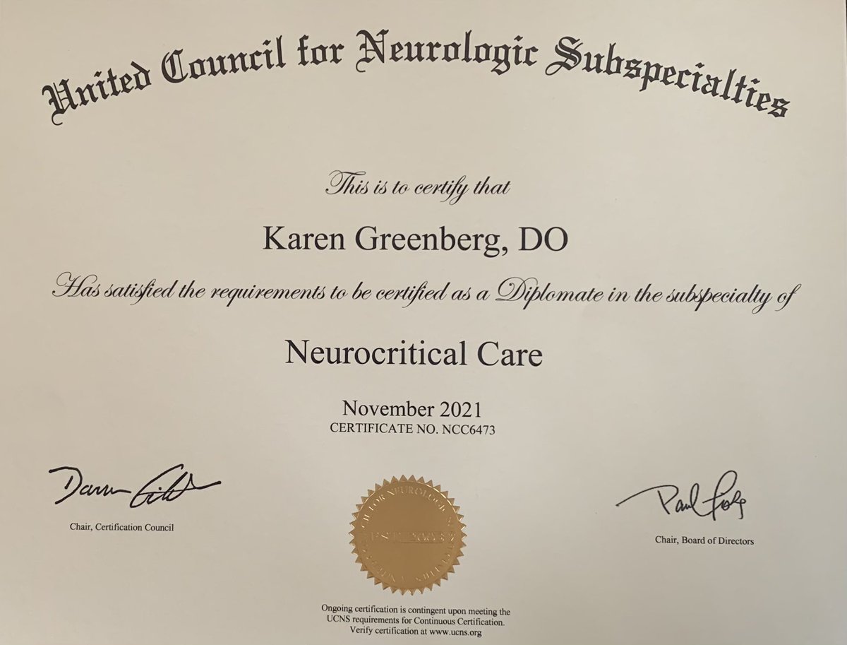 Dr Karen Greenberg: dual board certified in Emergency Medicine & Neurocritical Care!! 🤩🤩🎉🎉#stoked #GNI #ACOEP #UCNS