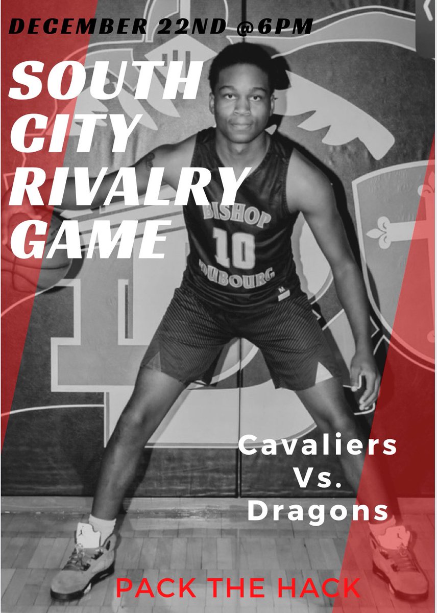 DuBourgBBall's tweet photo. South City Rivalry game tomorrow @ 6. @DuBourgBBall vs @StMarysDragons. Also taking donations for tornado victims. #packthehack #fearthecavalier #southsidestrong #tothefinishline https://t.co/HrIhdEfEHR