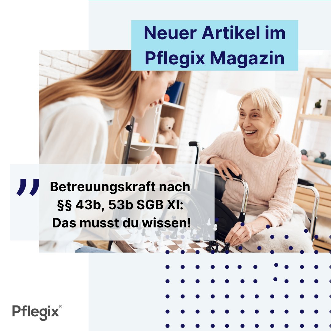 Ihr möchtet Menschen im Alltag unterstützen? In unserem neuen Beitrag erfahrt ihr, wie ihr euch als #Betreuungskraft nach §§ 43b, 53b SGB XI qualifiziert und was ihr dafür wissen müsst!
Schaut jetzt rein: bit.ly/3H1e6dw 
#pflegix #wecare #pflege #betreuung #alltagshilfe