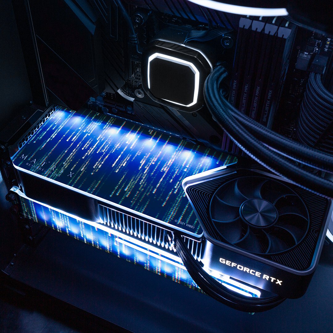 NVIDIAGeForceES's tweet photo. Deleitad a vuestros ojos con estas backplates customizadas inspiradas en The Matrix.

¿Quieres ganar una junto a una GeForce RTX 3080Ti?
  
🟢 RT
🟢 Comparte tu recuerda favorito sobre The Matrix
🟢 Comenta con #TheMatrix https://t.co/Rq8MJLakLX