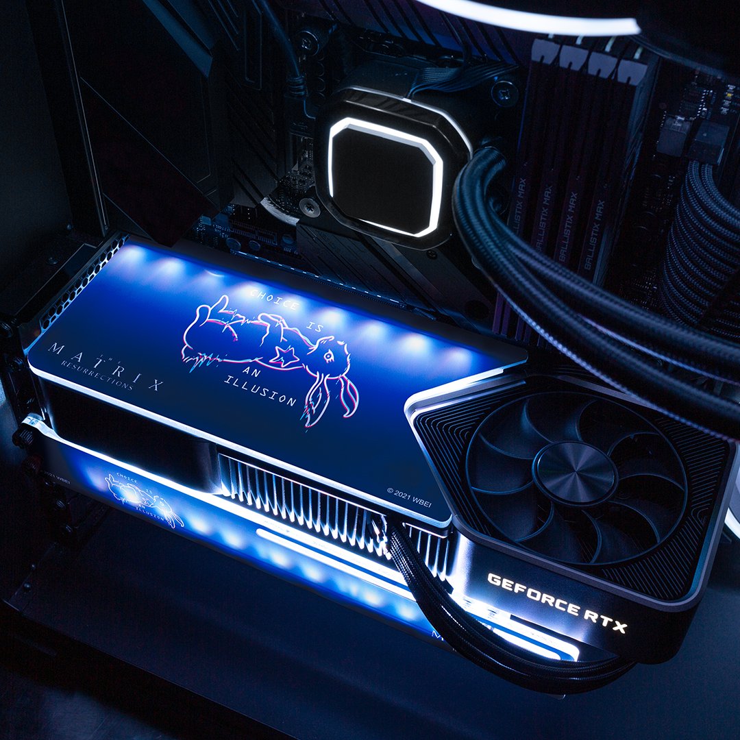 NVIDIAGeForceES's tweet photo. Deleitad a vuestros ojos con estas backplates customizadas inspiradas en The Matrix.

¿Quieres ganar una junto a una GeForce RTX 3080Ti?
  
🟢 RT
🟢 Comparte tu recuerda favorito sobre The Matrix
🟢 Comenta con #TheMatrix https://t.co/Rq8MJLakLX