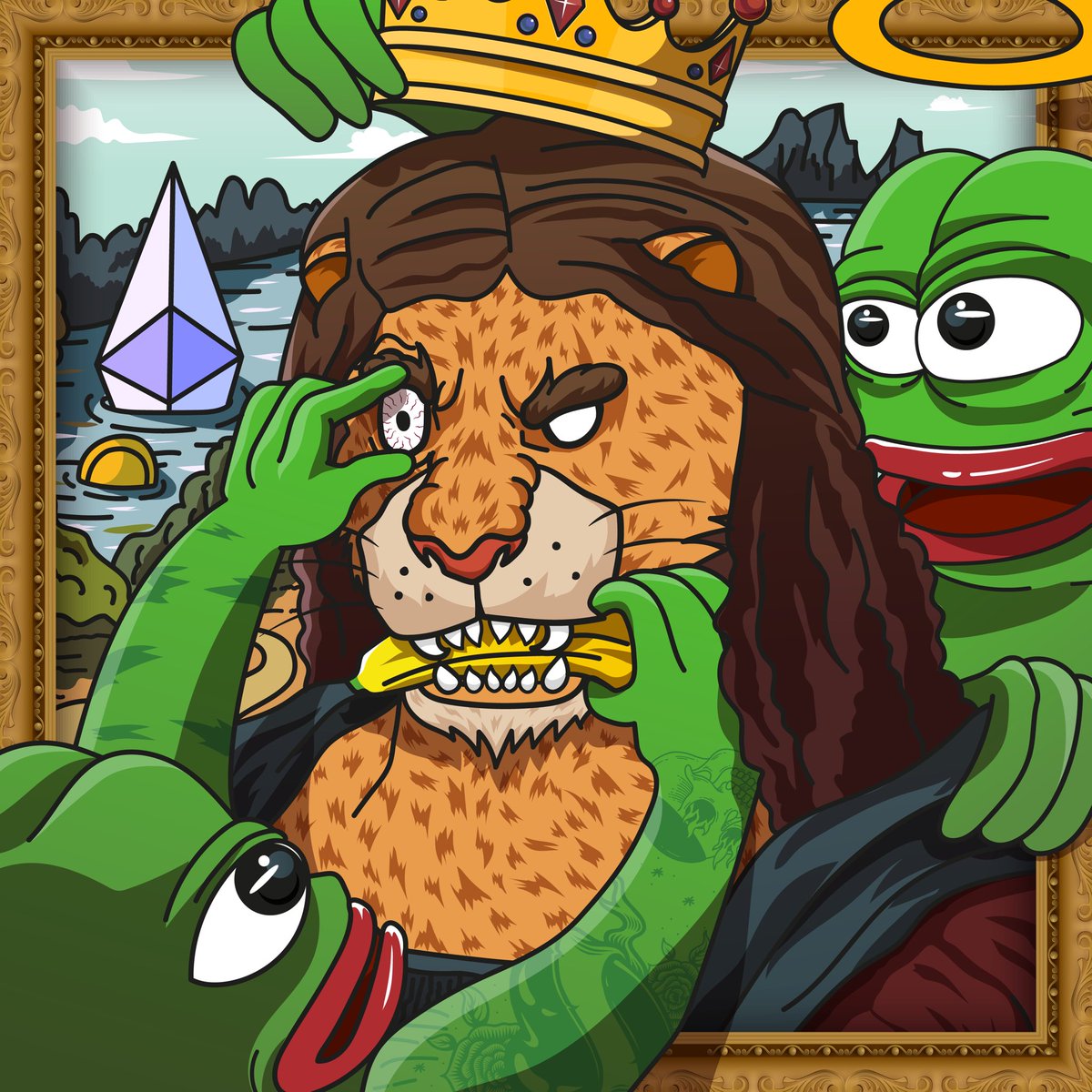 lHo2izoNl's tweet photo. “ Mona Pepe ” in Mr.Roberto Collection at https://t.co/L5ng0wQHsM
 I hope you like this @jaggedsoft 
🐸🦁🐸🦁
 
Thank you
#pepe  #pepethefrog  #NFTdrop #NFTCrypto #nftcollectors #cryptonft #marketplace #NFTCommunity #NFT #NFTartists https://t.co/6dl5rkoOEJ