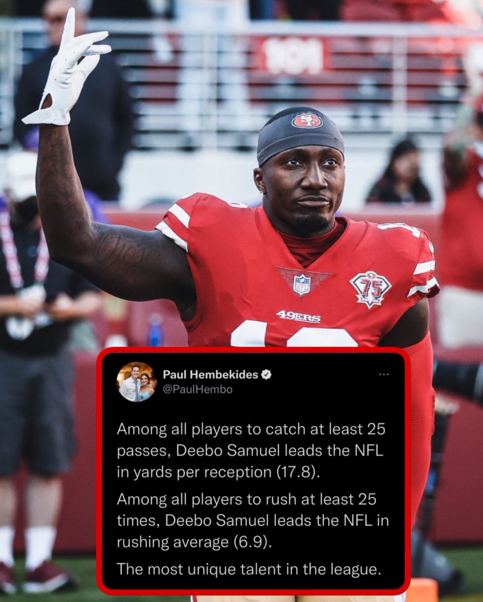 OurSf49ers's tweet photo. Deebo Samuel is truly one of a kind 👑 

#49ers || #FTTB https://t.co/xALyZfGpeV