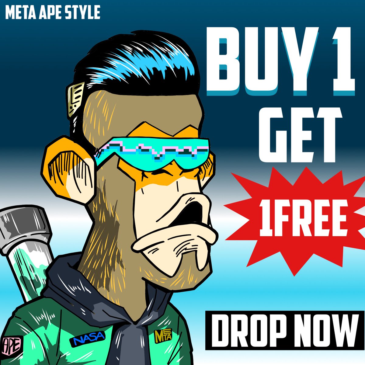 metaapestyle's tweet photo. ~ Buy 1 Get 1 Free ~

48 hours from now

Meta Ape Style is a unique nft that is imprinted into the Polygon Blockchain. They are cool, mysterious, and charismatic. There are so many colors, clothes and accessories

https://t.co/LtTkpwak7z

#NFT #NFTCommunity #nftart #nftcollector https://t.co/vw3Xx4GnYO