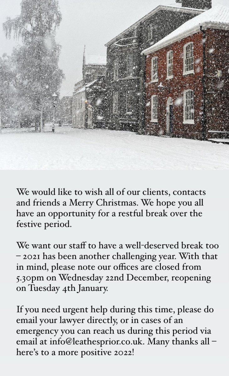 Seasons Greetings one and all, from all at Leathes Prior 🎄