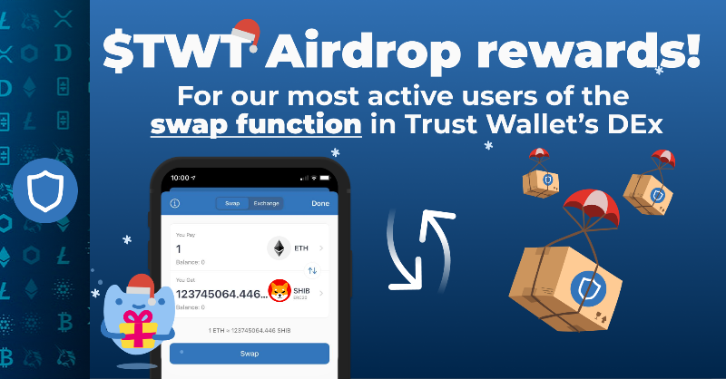 TrustWallet's tweet photo. 🎁 CHRISTMAS AIRDROP! 🎄
 
Have you used Trust Wallet’s in-build swap function recently...? Then you’re in with the chance of being airdropped $TWT as a thank you from us! 🎁
 
To the rest of you; be sure to keep your eyes open tomorrow... 👀🎅