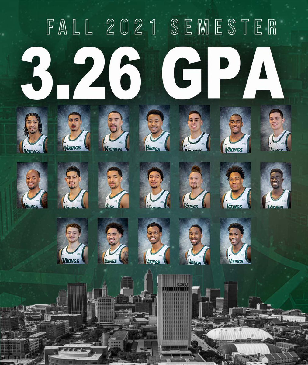 Cleveland State Men’s Basketball 🏀 (@csu_basketball) on Twitter photo Congratulations to the student-athletes of our program for putting in the work both on the court and in the classroom this semester!
We finished the Fall semester with a 3.26 team GPA, 8 players on the <a href="/CLE_State/">Cleveland State University</a> Dean's List and one player on the President's List! #GoVikes Congratulations to the student-athletes of our program for putting in the work both on the court and in the classroom this semester!
We finished the Fall semester with a 3.26 team GPA, 8 players on the <a href="/CLE_State/">Cleveland State University</a> Dean's List and one player on the President's List! #GoVikes