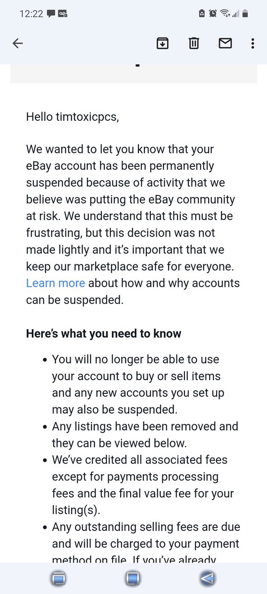 TTV_TimToxic's tweet photo. @eBay here's what you sent me. What activity?? Trying to buy Graphic cards at a stupid high price.  I want my account back. Tell me what you think I did, I can prove that your 100% wrong.  #NVIDIA #GeForce #RTX #bids #scammys #SCAM https://t.co/28FVNJNbA5