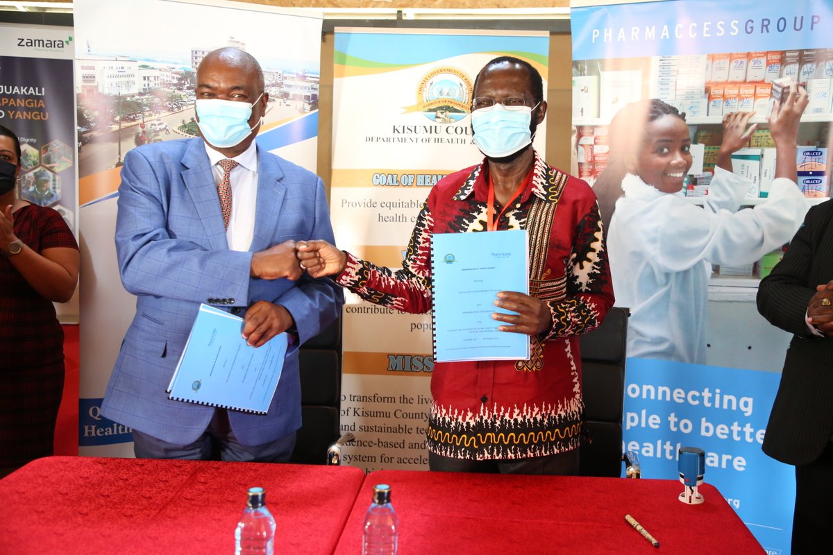 KisumuInv_Conf's tweet photo. One of the day 2 highlight of the Kisumu Investment Conference was when @KisumuCountyKE led by the Governor @AnyangNyongo
signed an MoU with @PharmAccessKE. The County will benefit from technical assistance support from PharmAcces. 
#marwa https://t.co/nPkeocnbtU https://t.co/DwtBNVgtQt