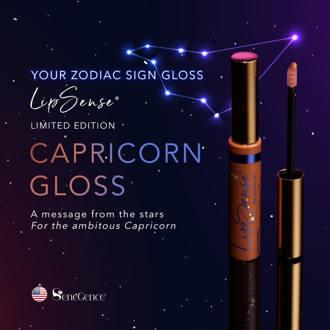 senegence's tweet photo. A message from the stars for the ambitious Capricorn 🤩💫
Inspired by your zodiac sign comes the perfect gloss to wear or gift for all the hard-working Capricorns!

*Sold individually. Available in USA, CAN, AUS, NZL, MEX. https://t.co/8Hrwjiwd7T