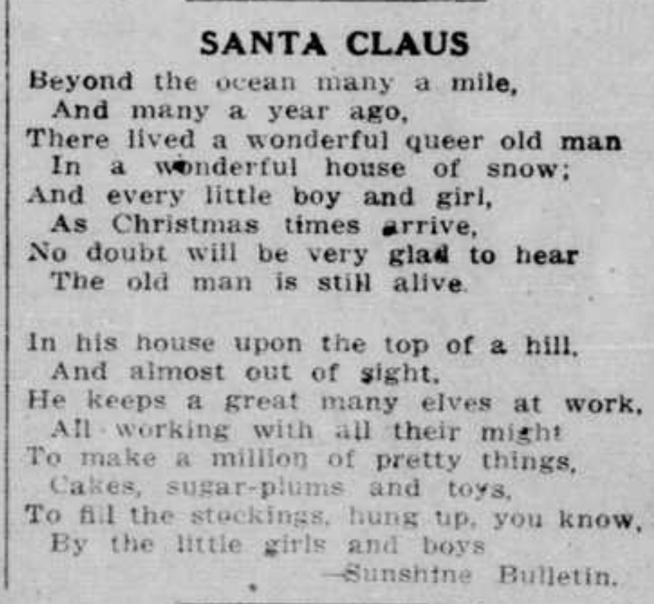 ArArkives's tweet photo. “He keeps a great many elves at work…to make a million of pretty things, cakes, sugar-plums and toys.” Santa works hard, but do elves work harder? 🎅🍭🍰🧸🎄🧦 #ChronAmParty #ElfIssues https://t.co/Y5Zrj1Iyn6