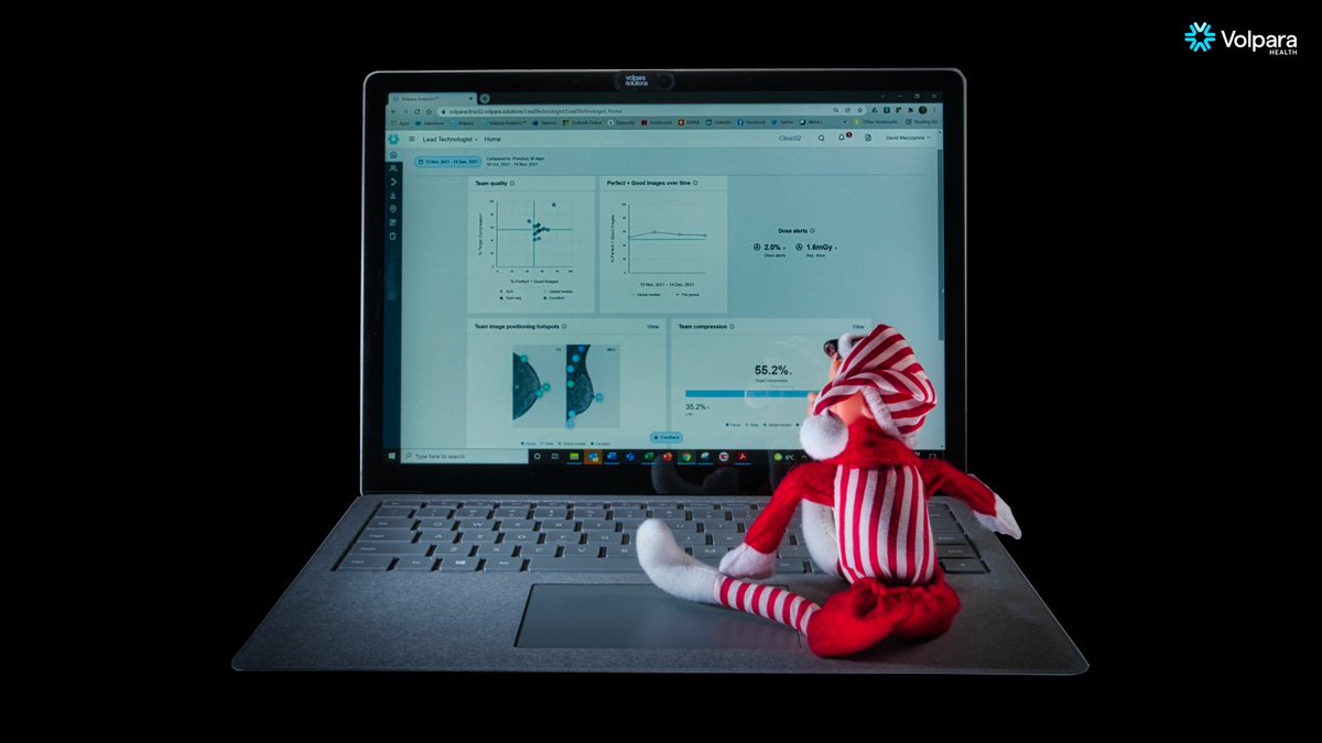 Volpara's tweet photo. Reviewing the exam,
And checking it twice;
Gonna find out,
If it’s faulty or nice.
#AnalyticsInAction is coming to town.
Season’s greetings from Volpara Health!
#elfontheshelf2021 #holidayseason #bcsm
https://t.co/a2tnIi422b https://t.co/0DCAg1lN8k