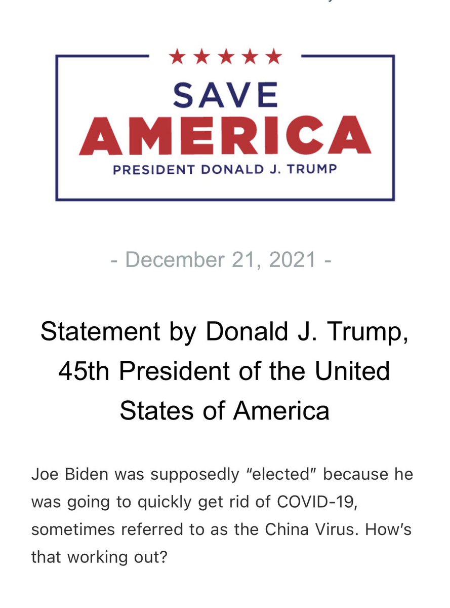 RSBNetwork's tweet image. Statement by Donald J. Trump, 45th President of the United States of America