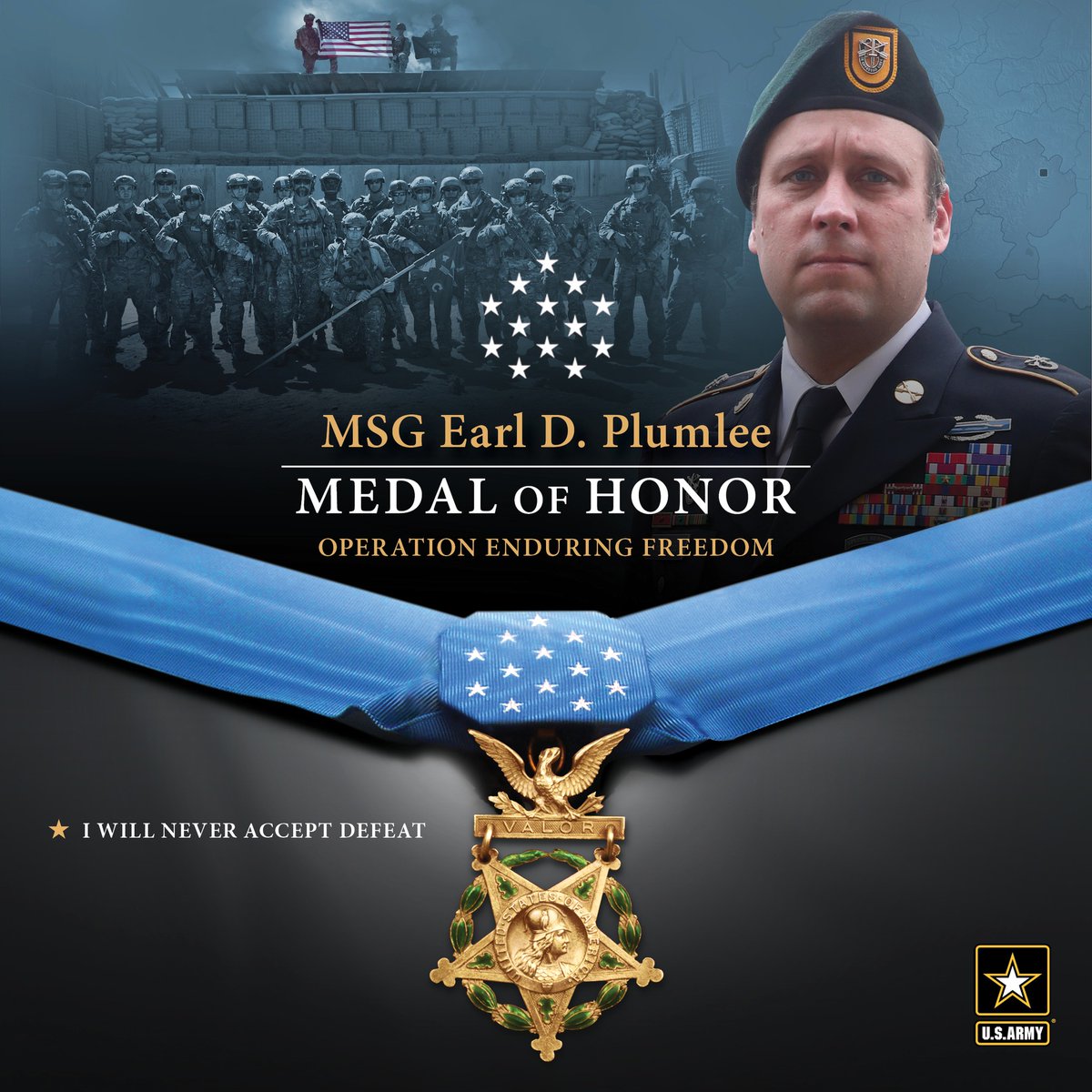 Master Sgt. Earl Plumlee received the #MedalOfHonor. 🇺🇸 On Aug. 28, 2013, then-Staff Sgt. Plumlee distinguished himself by acts of gallantry above and beyond the call of duty in the Ghazni Province, Afghanistan. Read the full story here go.usa.gov/xepfE