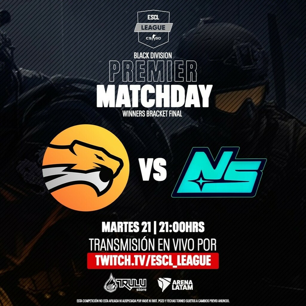 RETOMAMOS HOY LA FINAL DE LA WINNERS 
Hoy a las 21 hrs se define un finalista de la #PREMIER entre <a href="/wildesportsla/">Wild Esports</a> y @naturalsparkgg
nos vemos junto a @arenalatam y @trulustore.cl
