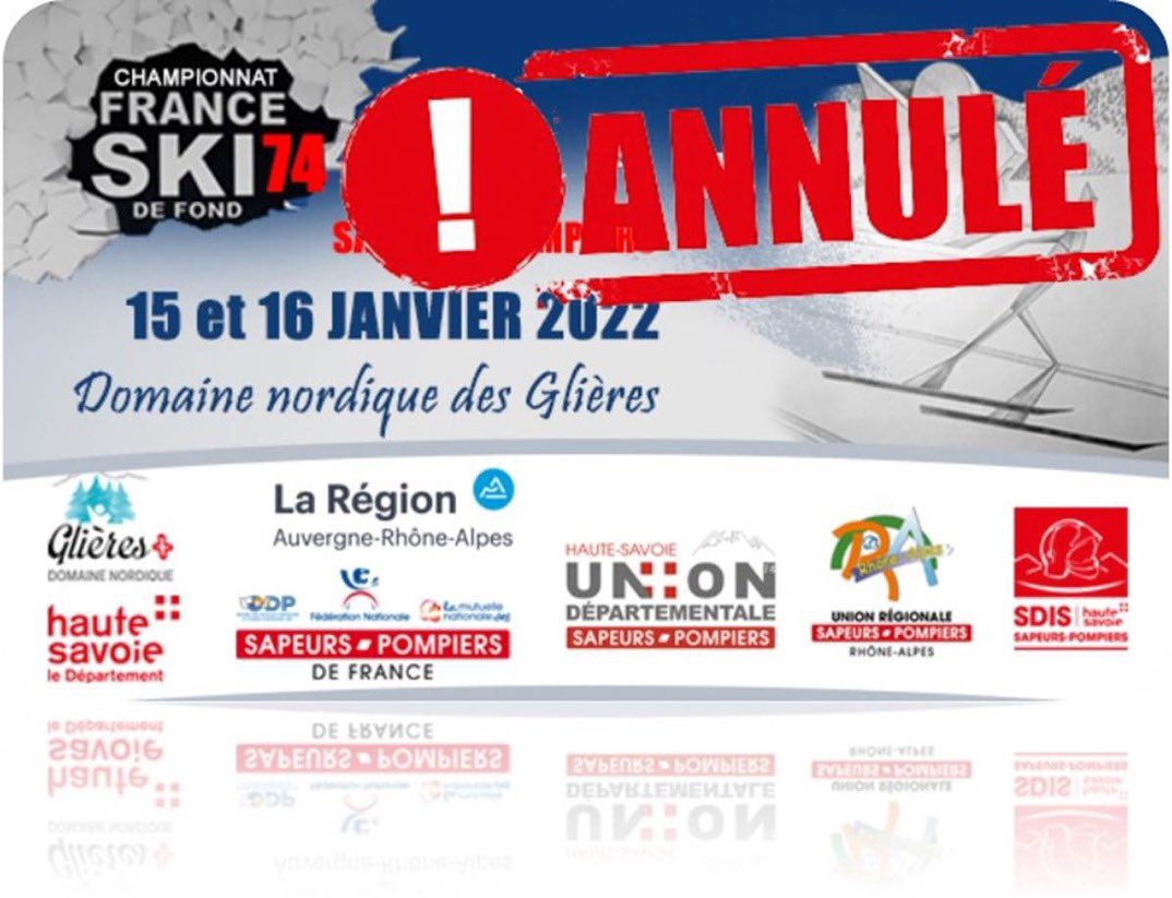 🚨😱Le comité d'organisation du 29e championnat de France de ski de fond #SP s'est réuni hier soir et il a été décidé d'annuler la compétition prévue les 15, 16 janvier 2022😢. Nous serons donc plus nombreux encore🤩 lorsque le championnat aura lieu⛷🤝💪 <a href="/udsp74/">Union départementale des sapeurs-pompiers 74</a> #LaForceDuReseau