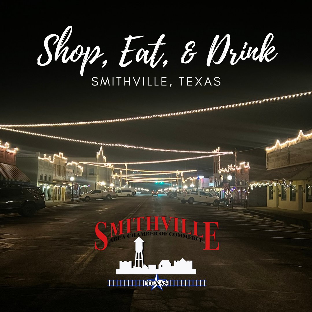 Smithville_tx's tweet photo. Come see the lights in beautiful Smithville, Texas!

Come early and spend the day with us to shop, eat, and drink - we've got something for everyone in the family!  We'll see you on Main Street!

#SmithvilleTX #ShopLocal #VisitSmithvilleTx #HolidayLights https://t.co/i1oNNAfOYb