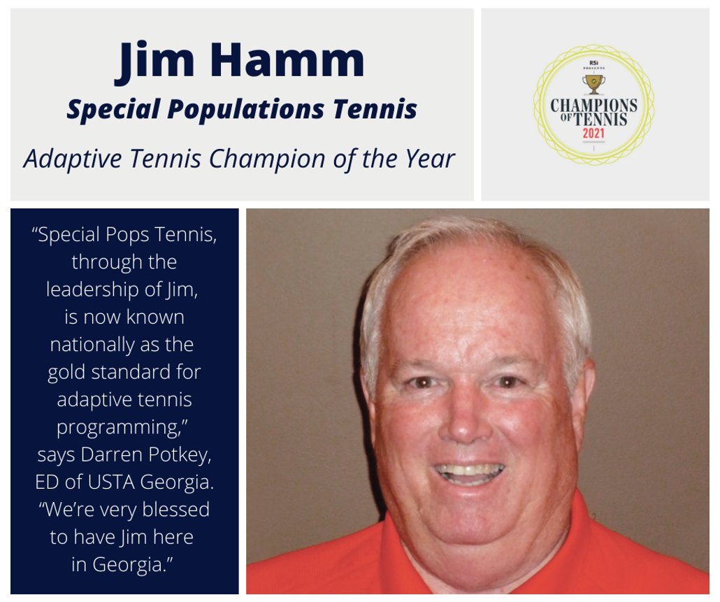 rsimagazine's tweet photo. Congratulations to Jim Hamm of Special Populations Tennis in Atlanta, GA, on being named the RSI Magazine’s Junior Tennis Champion of the Year. 🏆🎾🏆🎾🏆

Read more about Jim &amp; our other #champsoftennis here 👉  https://t.co/mWUt3vBsqf https://t.co/ABzQbzAnNy
