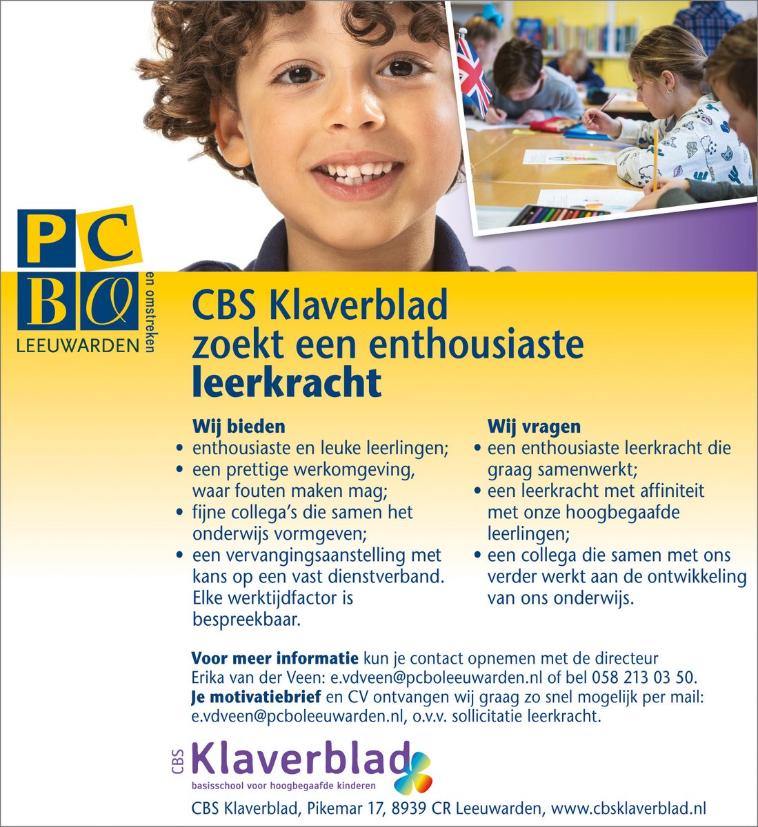 jwf_school's tweet photo. Een prachtige kans, een mooie vacature! https://t.co/BiSuQhEkkH