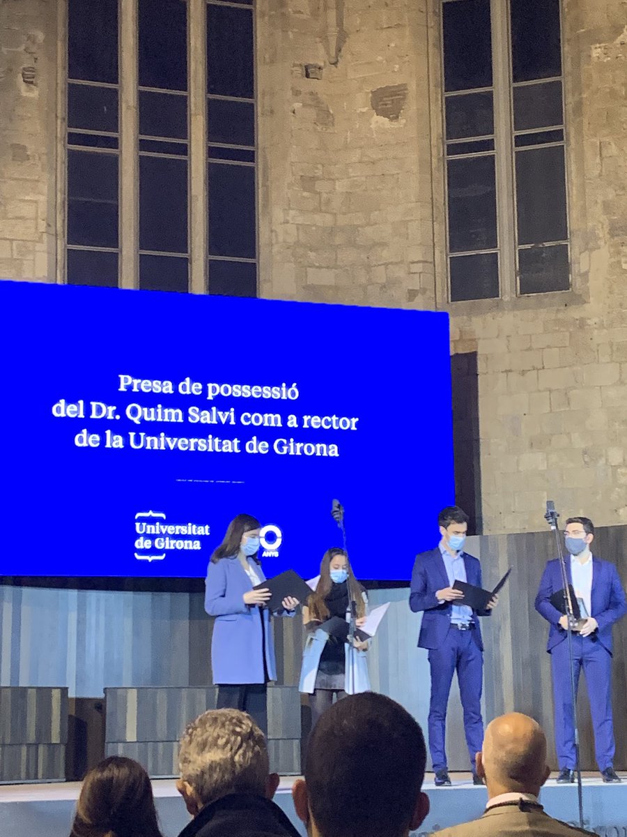 univgirona's tweet photo. En l'acte de presa de possessió de #rectorUdG intervé la formació musical 4Gami. https://t.co/Pvpp6rIZ7a