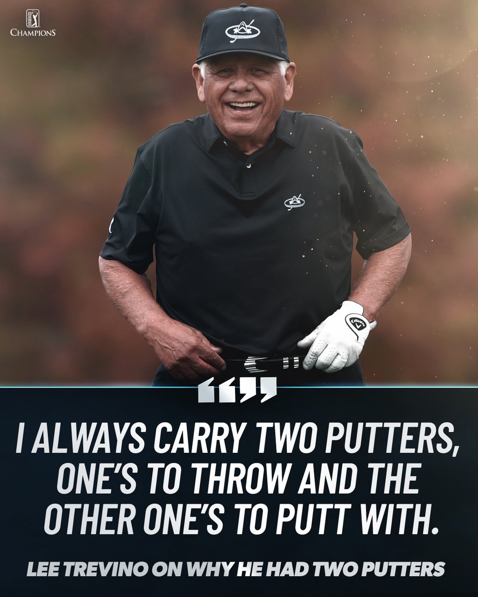 ChampionsTour's tweet photo. Lee Trevino carried two putters at the @PNCchampionship.

Here's why ... 😂 https://t.co/fzxTJPrU0S