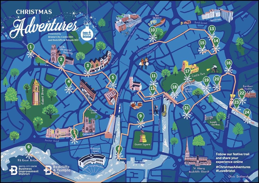 HelloMeanwhile's tweet image. Check out this map for an illuminated Christmas walk taking in lyrics and phrases around Bristol from 4pm every day until December 28th.

Please stay safe as you explore the city and support local businesses along the way 😷