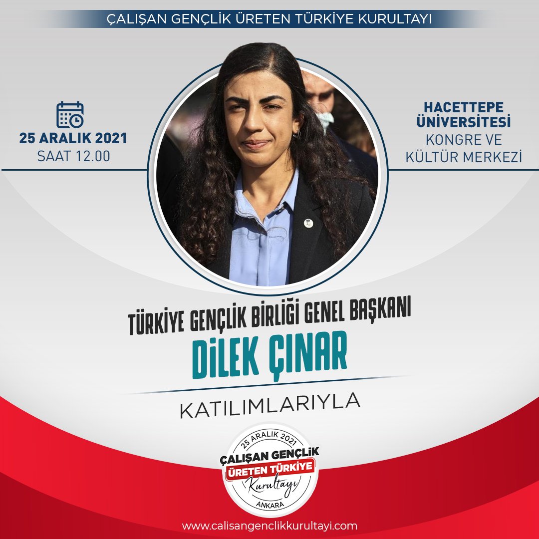genclikbirligi's tweet photo. TGB Genel Başkanı Dilek Çınar, çalışmak ve ülkesi için üretmek isteyen gençlerin sorunlarını ve çözüm önerilerini açıklamak üzere Çalışan Gençlik ÜretenTürkiye Kurultayı'nda! 🇹🇷

📍Çalışan Gençlik Üreten Türkiye Kurultayı'na bütün gençler davetlidir. 
🔗https://t.co/FlC3HFQEIx https://t.co/zfRyk4Wtw3