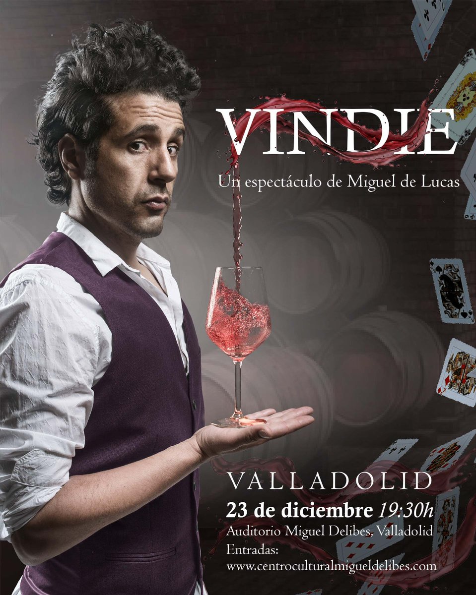 Aargimiro's tweet photo. Yo no me pierdo el espectáculo #VINDIE el próximo 23 de diciembre en #Valladolid 🙌
Solo @MigueldeLucasTV es capaz de unir el vino y la magia de una forma tan impresionante 🍷 https://t.co/rxPv5TxgTC
