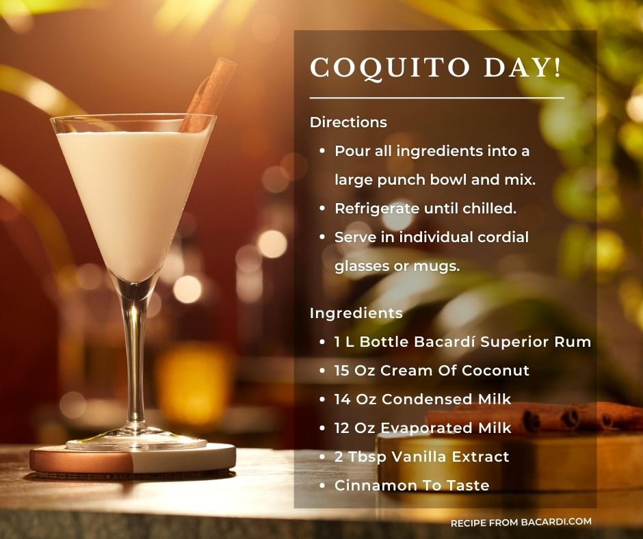 There's only one way to celebrate #NationalCoquitoDay ... and that's with a homemade #coquito made with Bacardi rum! 

You can find this recipe on bacardi.com

#rum #cocktails #christmas #puertorico #coconutmilk