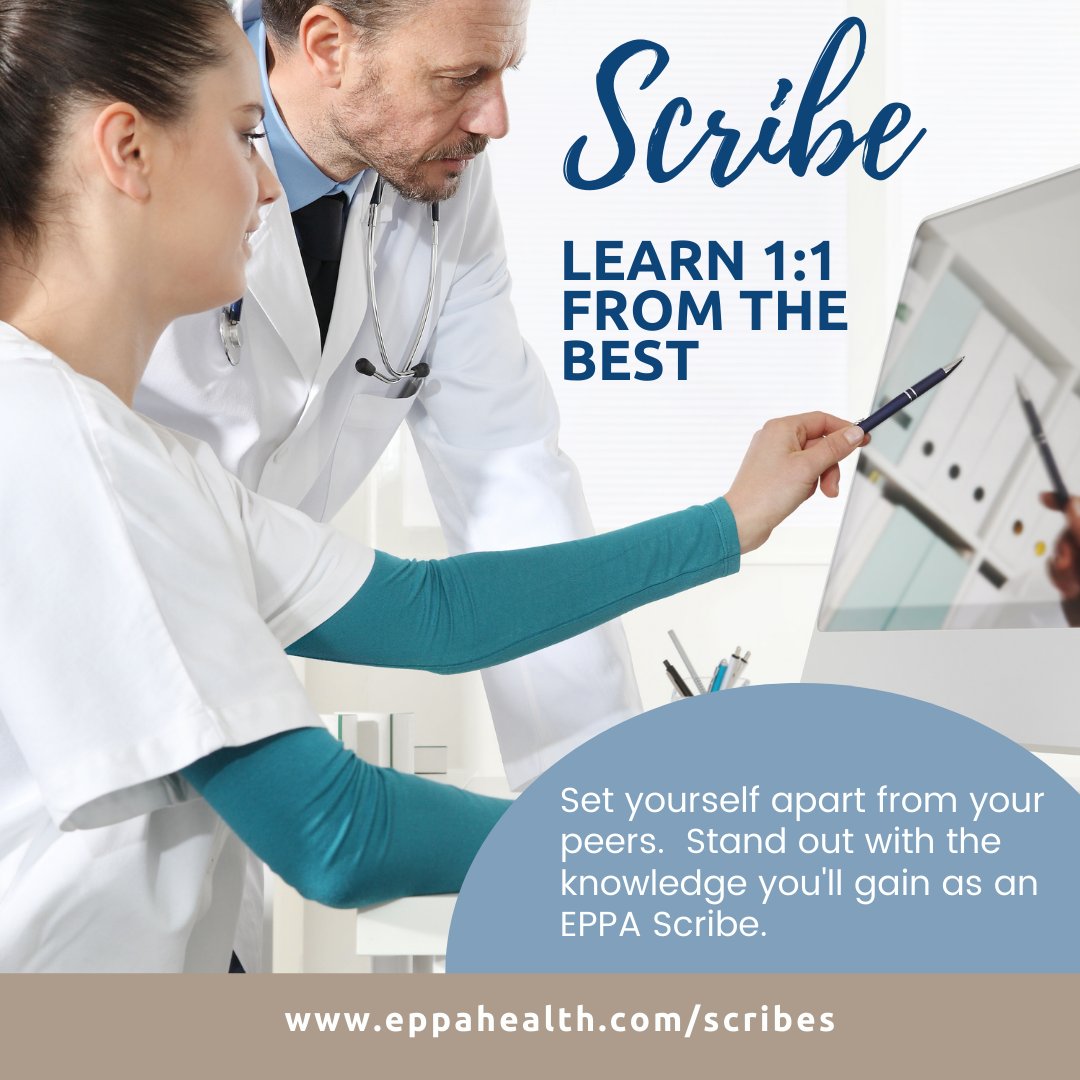 EppaScribe's tweet photo. Get the experience med schools are looking for. Join our team today.  https://t.co/Is4SjNWEov #eppascribeprogram #scribelife #premedlife #premed #premedstudent https://t.co/BApQfF37Jg