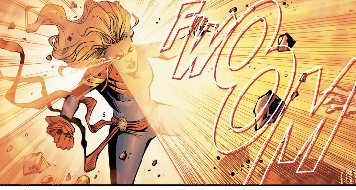 CaptMarvelNews's tweet photo. Fact- As seen in the new #Eternals comic over, #CaptainMarvels’ been recently refining and using her powers in innovative and unexpected ways in her own book. Mastering cosmic energy in molecular levels, she learned to focus her photon blast and shoot it also via eye beams AND… https://t.co/AGatP6VM8t