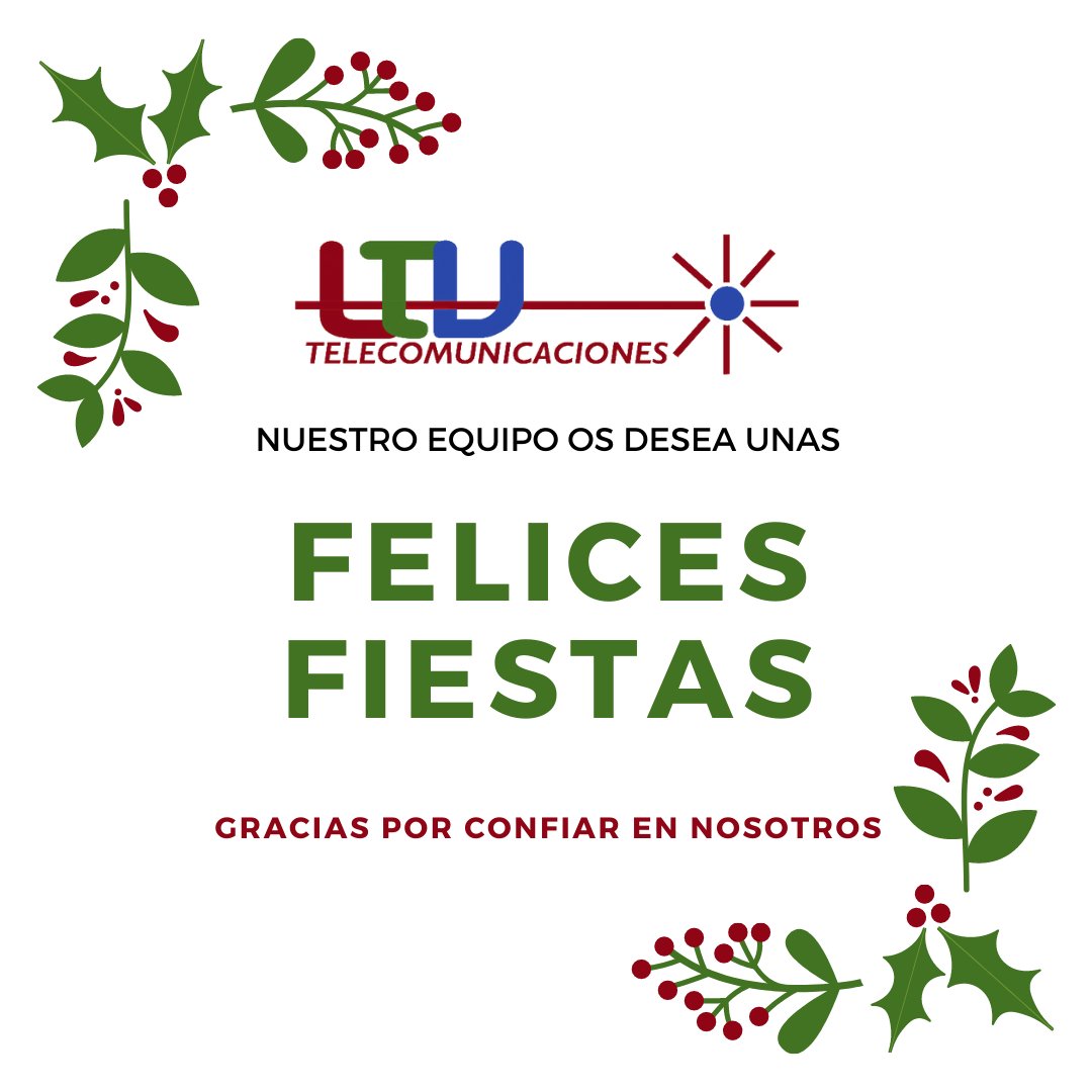 LtvTelecom's tweet image. LTV Telecomunicaciones os desea unas Felices Fiestas y un próspero Año Nuevo 2022.
Los próximos 24 y 31 de diciembre de 2021 permaneceremos cerrados. 
No obstante, nuestro servicio técnico seguirá operativo. Si tienes una urgencia, escríbenos o llámanos al 607853833.