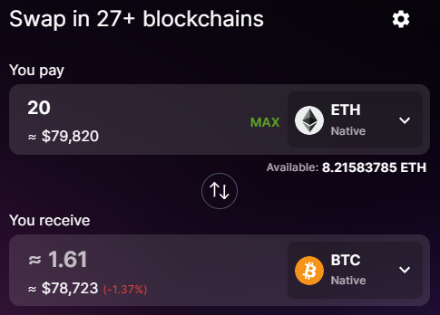 vik_runa's tweet photo. For completeness sake: let's take a look at why this is an improvement. On selling 20 ETH, you'd get the following native BTC: 

Varen: 1.638 
Rango: 1.610
Thorswap: 1.617

Varen also the only way to trade random 1inch supported alts on chains directly to native x-chain assets https://t.co/qw63t4hGes