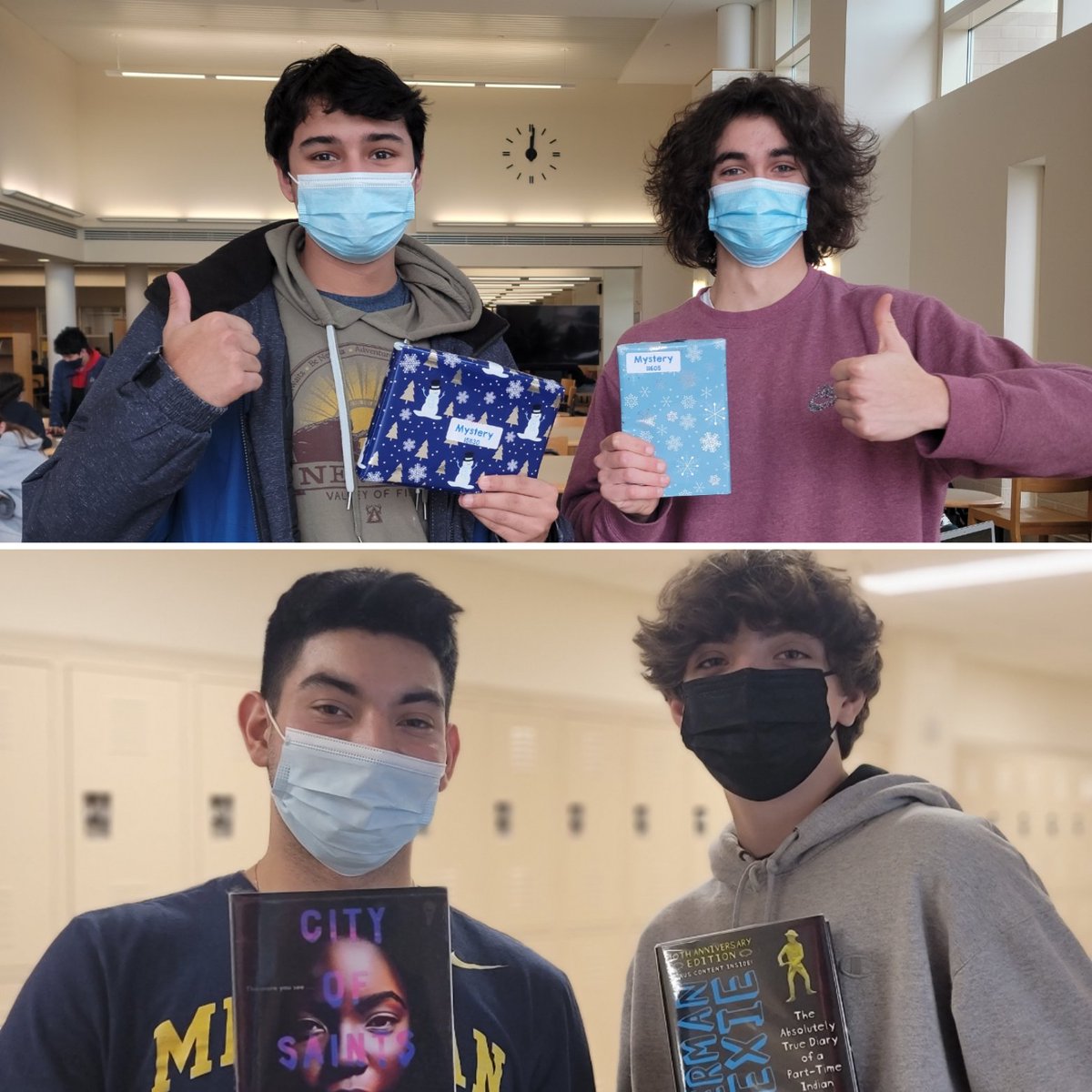 Harriton_HS's tweet photo. At Harriton, Ss are prepping for Winter Break by checking out a book from our library! 📚 Books were wrapped &amp; labeled by genre. Ss chose a gift [book], and they found out which book they chose when they opened their present! 🎁
#library #HHS #HHSRams #books
#BookTwitter ❄️ https://t.co/0zhj9bb9Sn