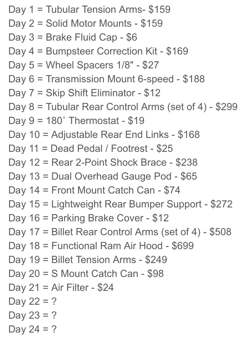 Speedlogix's tweet photo. Here's a recap of our 21 days of Christmas sales, so far. 3 more to go! Today's new product is our air filter at 50% off plus free shipping! Shop here: https://t.co/D6UoPGZACJ
#speedlogix https://t.co/IjWeTmySXL