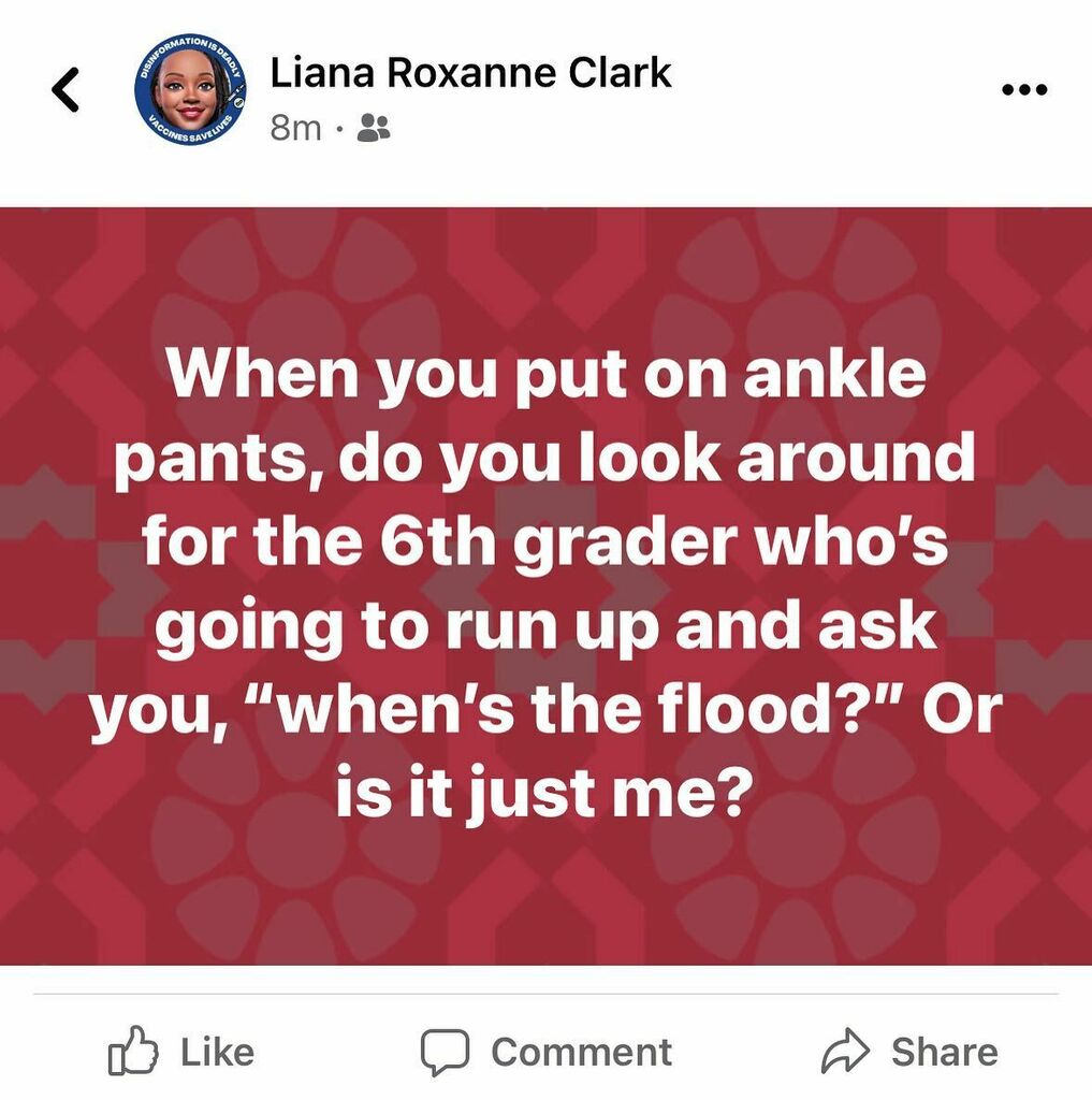 This resonated so much that I had to post it here as well. #highwaters #anklepants #70schild #wherestheflood #whenstheflood instagr.am/p/CXwPJK-uoah/