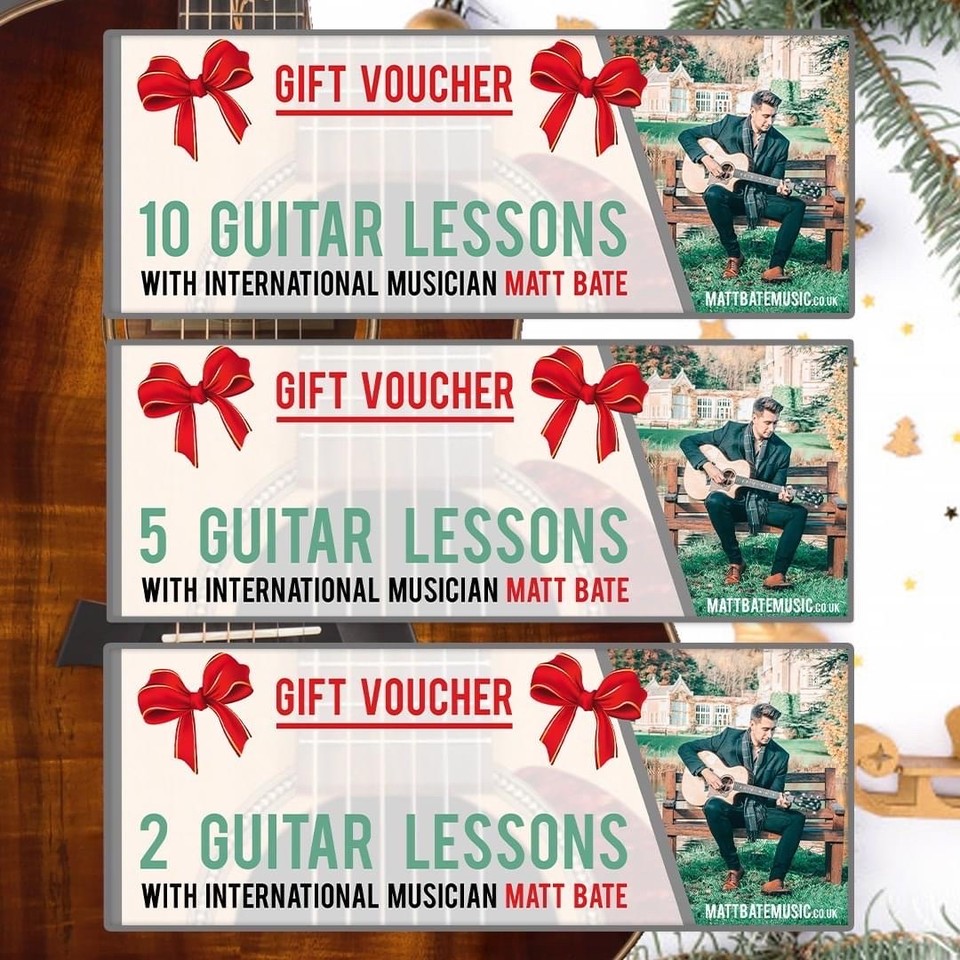 🚨 FINAL FEW REMAINING 🚨

Give the gift of online “Guitar or Vocal Lessons” this Christmas, from your local music teacher! ❤️🎸

To enquire about your: 2, 5 or 10 lesson "gift voucher" please send me a message. 🎁😊🎸 MattBateMusic.co.uk
