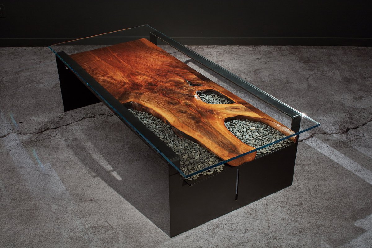 'Burnt Forest,' #HandcraftedTable from salvaged #BlackWalnut, steel, leather and museum glass by Michael Olshefski. See Michael at the 18th Indian Wells Arts Festival, April 1, 2 & 3, 2022.

IndianWellsArtsFestival.com
primalmodern.com
#utilitarianart #interiordesign