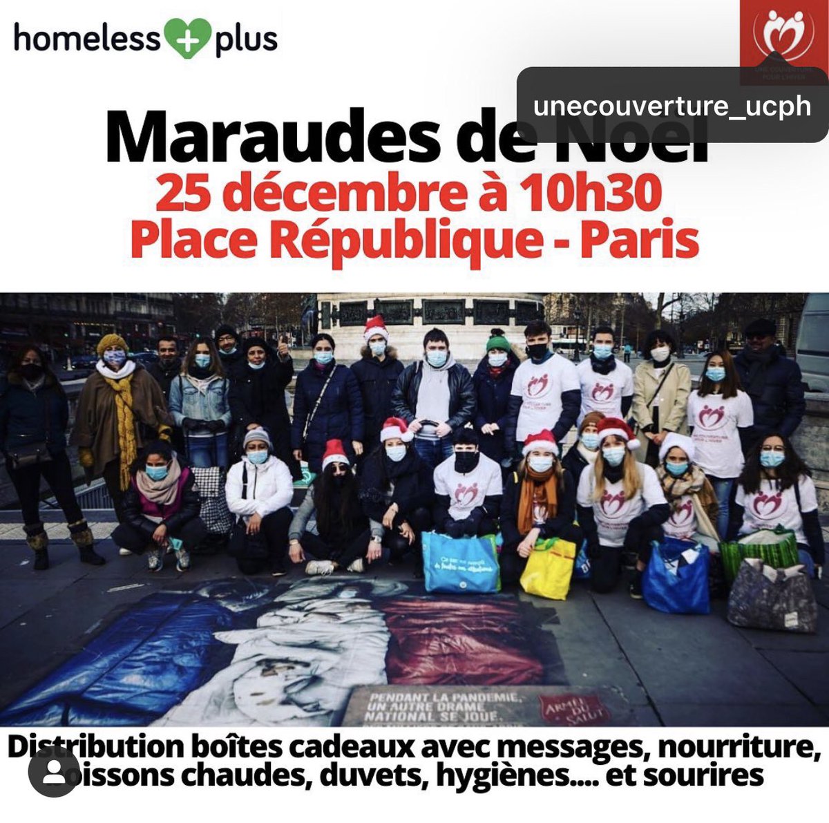FranceHumanity's tweet photo. #HumanityFranceAction. #MaraudingPack de Noel avec nos amis @Homeless_Plus et @unecouverture. Après une superbe maraude en 2021. On remet le couvert en 2022. Pensez à prendre vos tenues de noël… https://t.co/n8GYbJVDGa