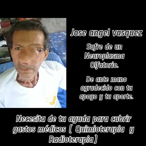 Para el paciente José Ángel Vázquez quién padece de neuroplasma olfatorio, se requiere quimioterapia y radioterapia urgente. Toda la ayuda que le puedan brindar a través del número 0412.599.56.11