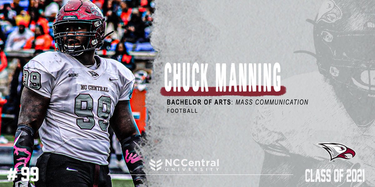 NCCU_Football's tweet photo. Congratulations to Chuck Manning on receiving his degree from NC CENTRAL‼️

#BeGREAT | 🦅🎓🦅 https://t.co/OLbXuOXvwT